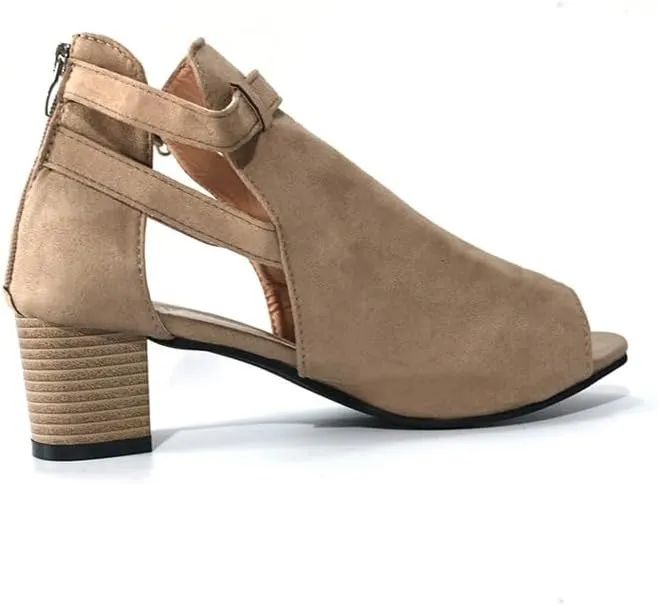UOQAPRE Women's Chunky Heeled Sandals Ankle Strap Block Dress Pumps Shoes Summer Open Toe Low Heeled Party Sandals for Women