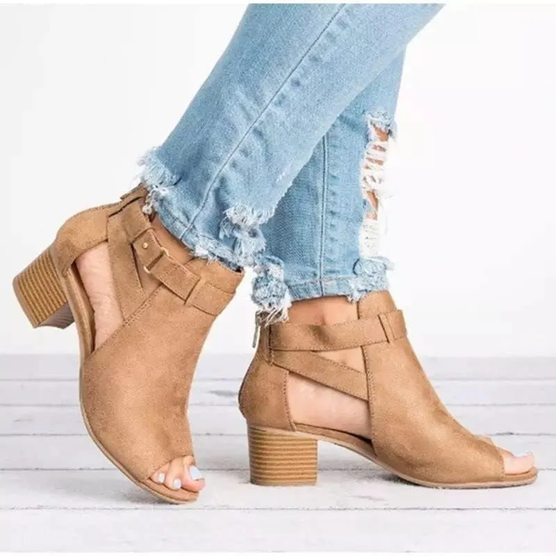 UOQAPRE Women's Chunky Heeled Sandals Ankle Strap Block Dress Pumps Shoes Summer Open Toe Low Heeled Party Sandals for Women