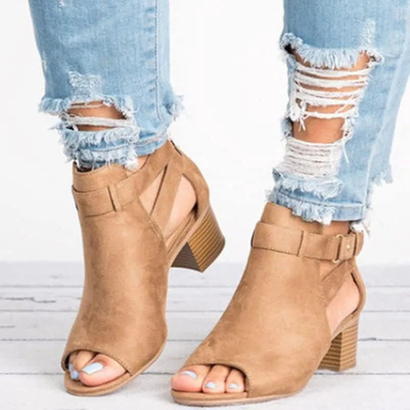 UOQAPRE Women's Chunky Heeled Sandals Ankle Strap Block Dress Pumps Shoes Summer Open Toe Low Heeled Party Sandals for Women