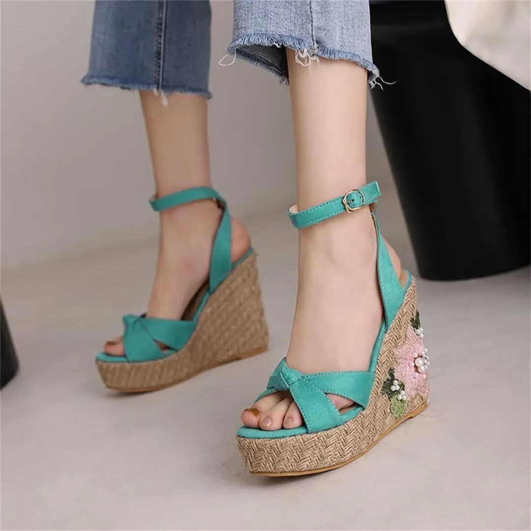 Wedge Summer Shoes Sandals For Women Platform Flip Flops Fashion Knitted Casual Party Shoes Female Large Size