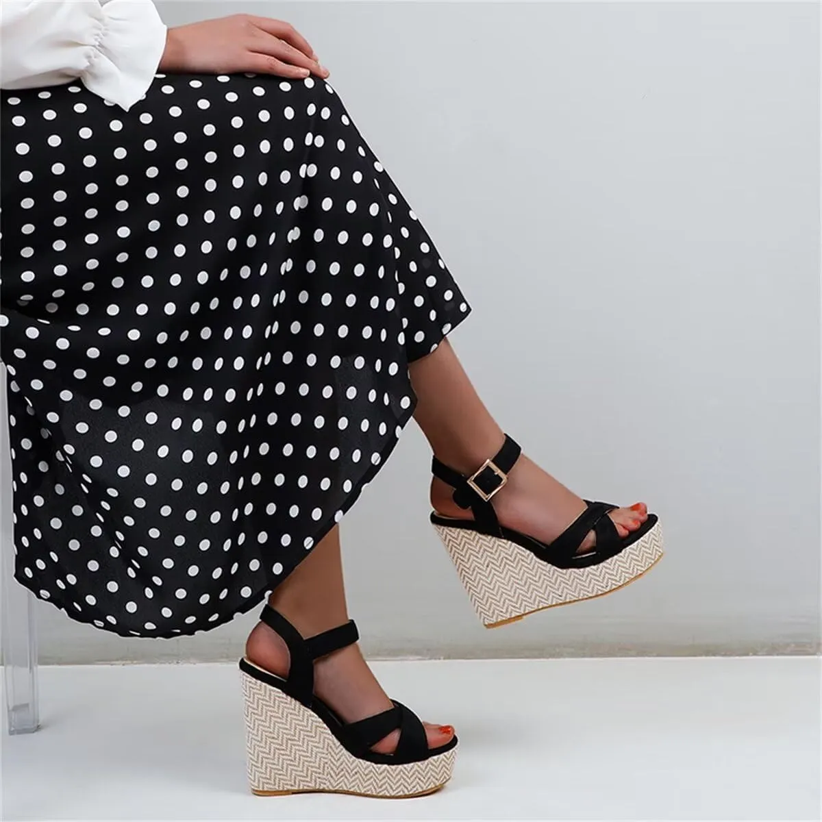 Wedge Summer Shoes Sandals For Women Platform Flip Flops Fashion Knitted Casual Party Shoes Female Large Size