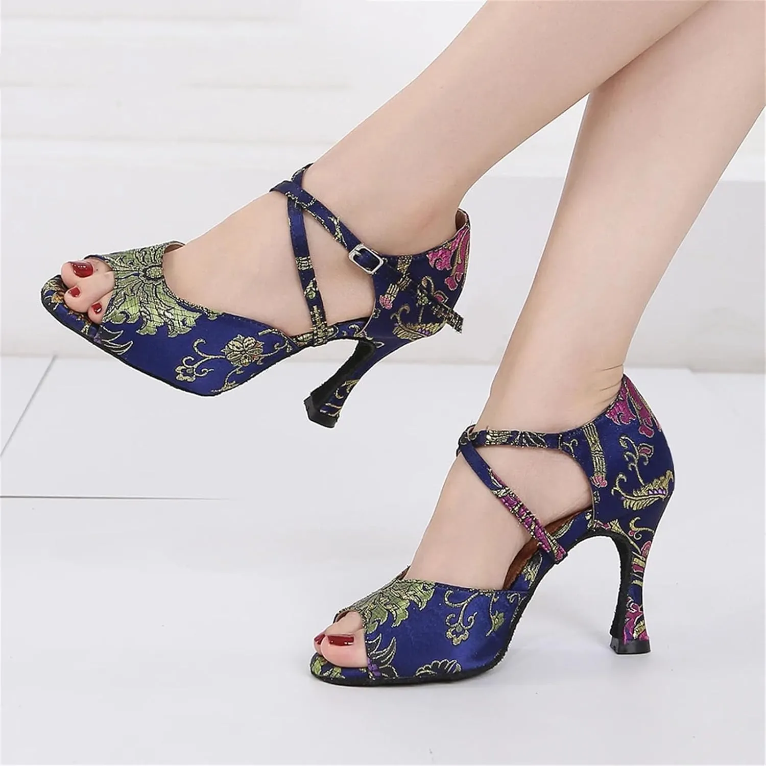 Women's Latin Dance Training Shoes - Tango Salsa Rumba Ballroom Heels, 10CM/3.9Inch Heel Height