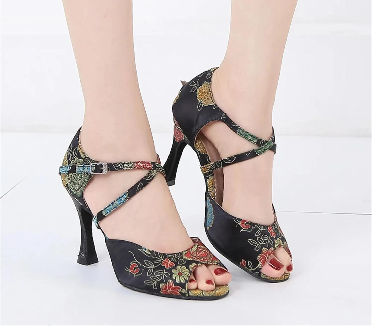 Women's Latin Dance Training Shoes - Tango Salsa Rumba Ballroom Heels, 10CM/3.9Inch Heel Height